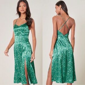 Sugarlips Green snake print Backless Dress